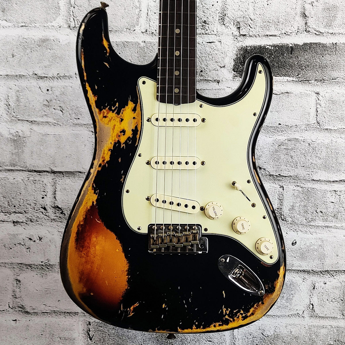 Fender Custom Shop Limited Edition 60/63 Stratocaster Electric Guitar Heavy Relic - Aged Black over 3-Tone Sunburst