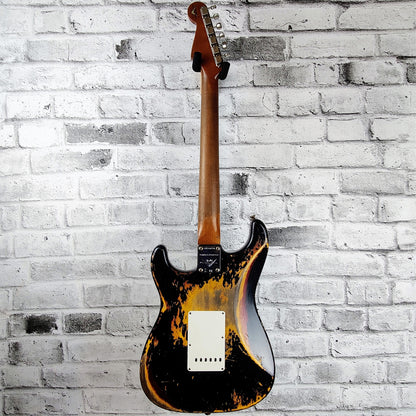 Fender Custom Shop Limited Edition 60/63 Stratocaster Electric Guitar Heavy Relic - Aged Black over 3-Tone Sunburst