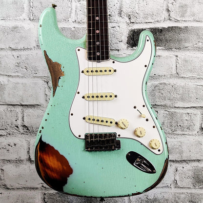 Fender Custom Shop W21 LTD 67 Heavy Relic Stratocaster, Aged Surf Green over 3-Color Sunburst