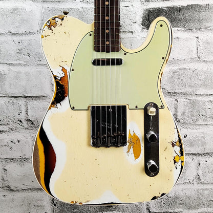 Fender Custom Shop 1960 Telecaster Custom Heavy Relic, Aged Olympic White over 3 Colour Sunburst