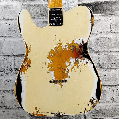 Fender Custom Shop 1960 Telecaster Custom Heavy Relic, Aged Olympic White over 3 Colour Sunburst
