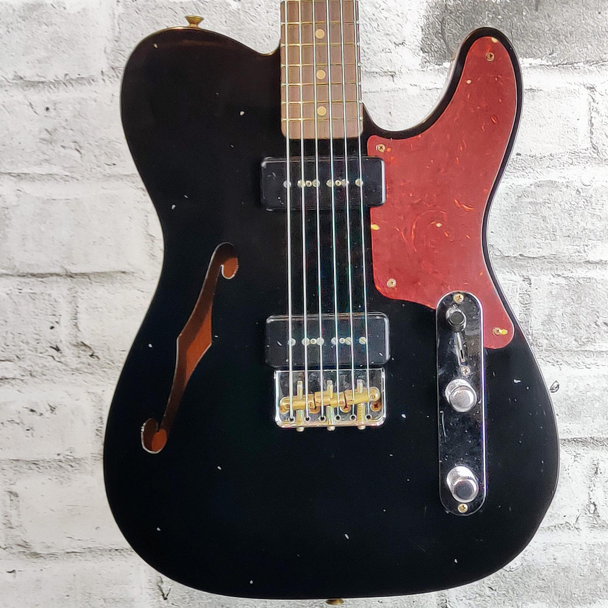 Fender Custom Shop Limited Edition Dual P-90 Telecaster Thinline Journeyman Relic, Aged Black