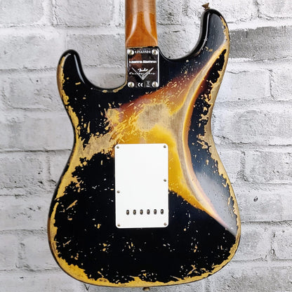 Fender Custom Shop  Limited Edition Roasted '61 Strat Super Heavy Relic, Flat-Lam Rosewood Fingerboard, Aged Black over 3-Color Sunburst