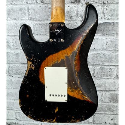 FENDER Custom Shop 1963 Stratocaster Super Heavy Relic, 3A Rosewood Fingerboard, Super Faded Aged Black over 3-Color Sunburst