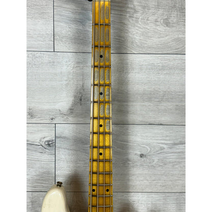 FENDER Custom Shop Limited Edition P-Jazz Bass Relic, 1-Piece Quartersawn Maple Neck Fingerboard, Aged White Blonde