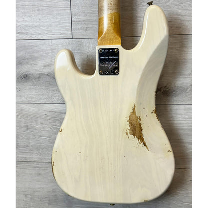 FENDER Custom Shop Limited Edition P-Jazz Bass Relic, 1-Piece Quartersawn Maple Neck Fingerboard, Aged White Blonde