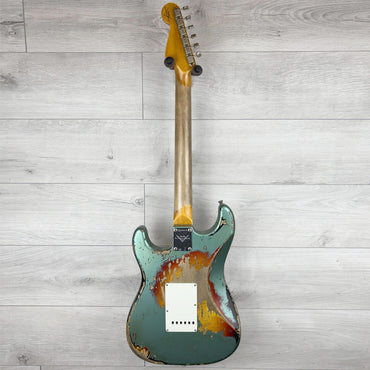FENDER Custom Shop 1965 Stratocaster Super Heavy Relic, Rosewood Fingerboard, Super Faded Aged Sherwood Green Metallic over 3-Color Sunburst