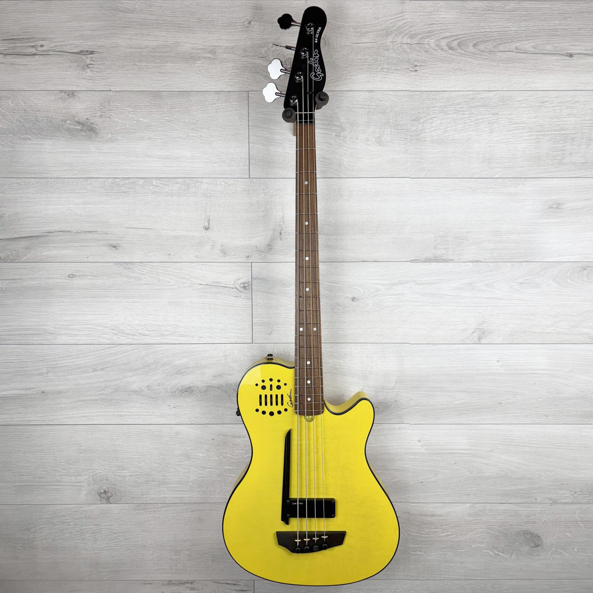 GODIN A4 Limited Edition Ultra Trujillo Bass Guitar, Yellow Flame (Hand Signed)