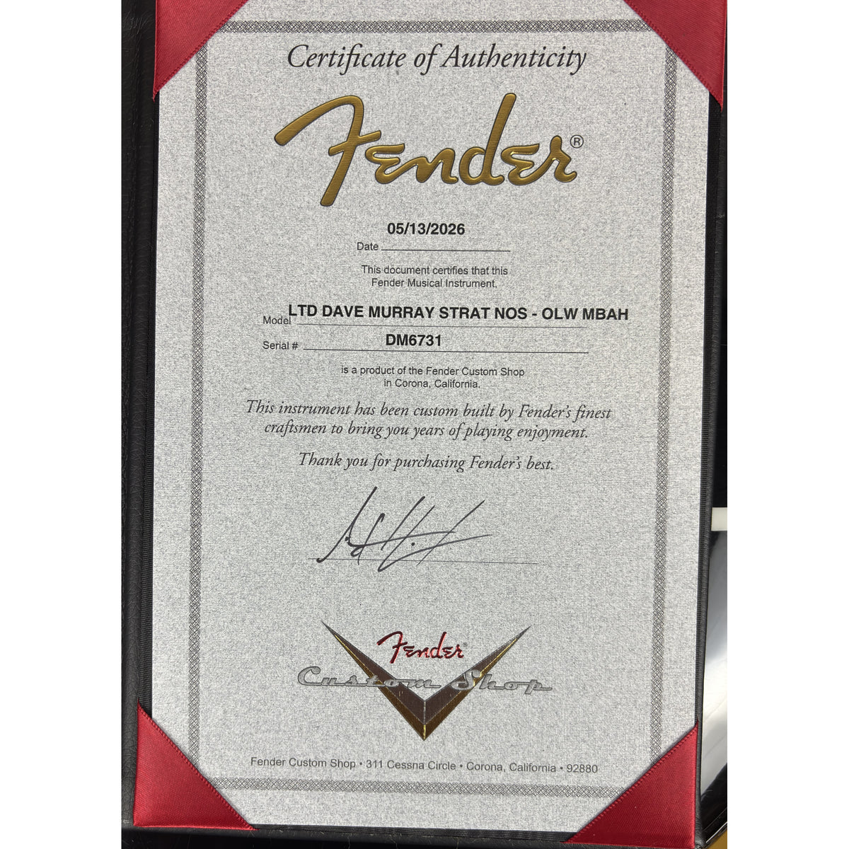 FENDER Custom Shop Limited-Edition Master Built Dave Murray Stratocaster Master Built by Andy Hicks, Olympic White