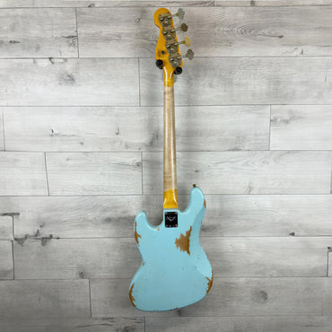 Fender Custom Shop 1961 Jazz Bass Heavy Relic, 3A Rosewood Fingerboard, Faded Aged Daphne Blue