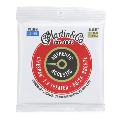 MARTIN MA150T Authentic Acoustic Lifespan 2.0 Guitar Strings Set – 80/20 Bronze – Medium 13-56
