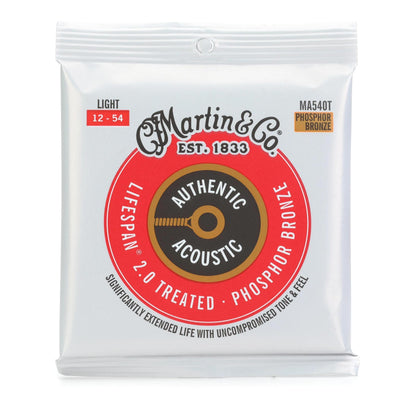 Martin MA540T Authentic Acoustic Lifespan 2.0 Guitar Strings Set - 92/8 Phosphor Bronze - Light 12-52