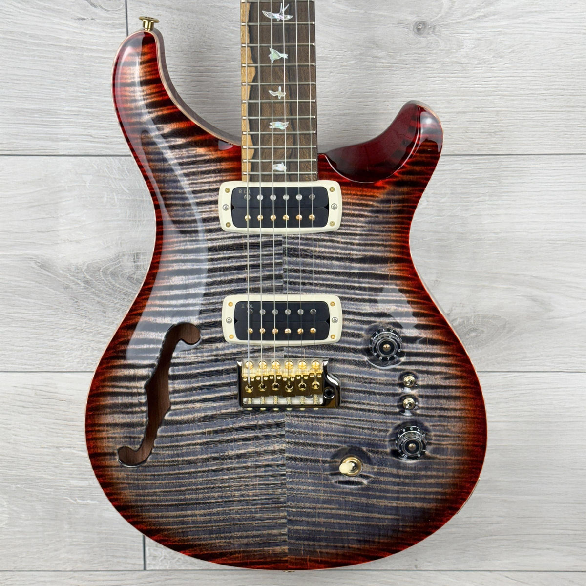 PRS 40th Anniversary Custom 24-08 Semi-Hollow Limited Edition, Charcoal Cherry Burst
