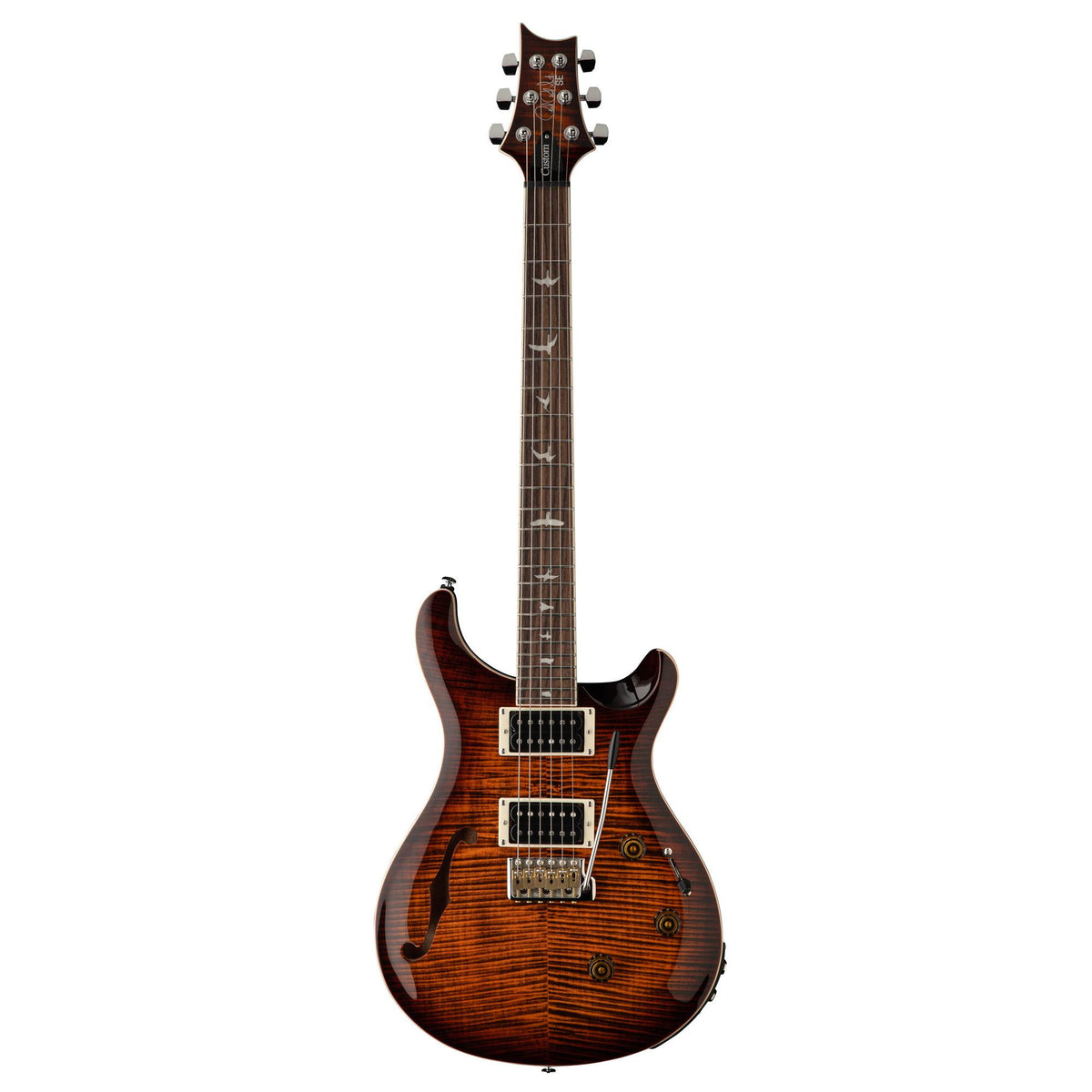 PRS SE Custom 24 Semi-Hollow Piezo, Orange Tiger Smokeburst