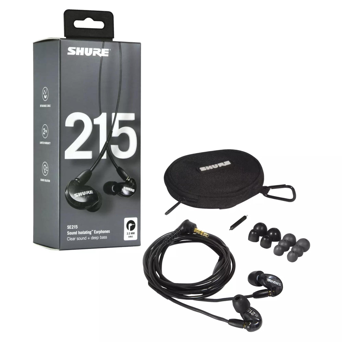 SHURE SE215-K Professional Sound Isolating Earphones - Black