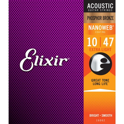 ELIXIR Strings NANOWEB Phosphor Bronze 12-53 Light Acoustic Strings