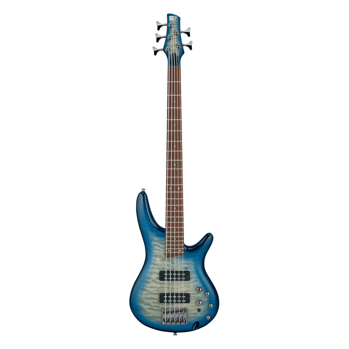 IBANEZ SR405EQMSCB 5 String Bass Guitar, Stained Cosmic Blue Starburst